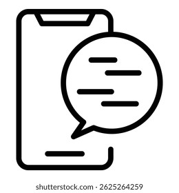 Ícone de chat por telefone. Contornar ícone de vetor de bate-papo por telefone para design da Web isolado no plano de fundo branco