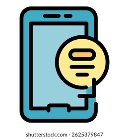 Phone chat icon. Outline Phone chat vector icon for web design isolated on white background color flat