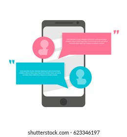 Phone chat message. Speech Bubble icons with smartphone. Communication concept