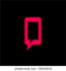Phone chat red glowing neon ui ux icon. Glowing sign logo vector