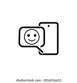 Phone chat smile. Simple line, outline vector of motivation icons for ui and ux, website or mobile application.