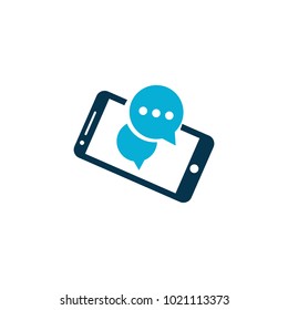 phone chat three logo design