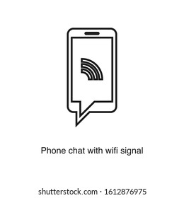 Phone chat with wifi signal icon vector on white background. Black icon illustration