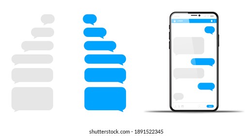 Phone chatting message template bubbles. Place your own text to the message clouds vector illustration