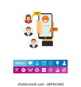 Phone chatting as mobile services icon