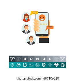 Phone chatting as mobile services icon