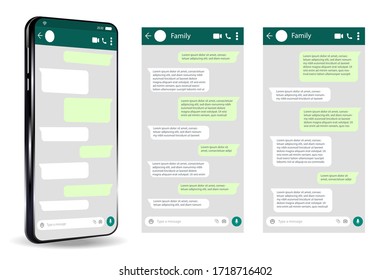 Phone chatting sms template bubbles. Place your own text editable to the message clouds. dialogues using samples bubbles Phone chatting sms.