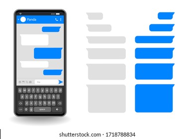 Phone Chatting Sms Template Bubbles. Place Your Own Text Editable To The Message Clouds. Dialogues Using Samples Bubbles Phone Chatting Sms.