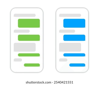 Teléfono chateando sms burbujas de Plantilla, burbujas de discurso para crear diálogos. Plantilla de burbujas de mensajes para crear burbujas de chat y Plantilla de texto.