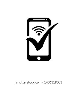 Phone with check mark icon vector illustration