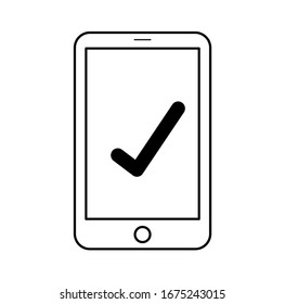 Phone, check vector icon. Simple element illustration from UI concept. Mobile concept vector illustration. Phone, check vector icon