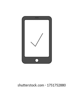 Teléfono, marca el icono vector. Ilustración de elemento simple del concepto de interfaz de usuario. Ilustración vectorial de concepto móvil. Teléfono, comprobar icono de vector