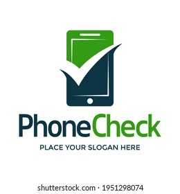 Phone Check vector logo template. This design use phone and checlist  symbol. Suitable for technology