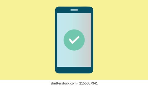 Phone with checkmark symbol icon vector in trendy flat design. process completed notification on phone vector illustration.