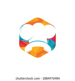 Phone chef vector logo design. Handset and chef hat icon design.	
