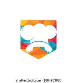 Phone chef vector logo design. Handset and chef hat icon design.	
