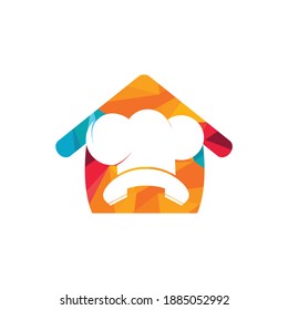 Diseño del logotipo vectorial del chef del teléfono. Sombrero de mango y cocinero con diseño de iconos en casa.	