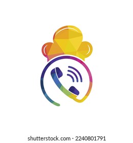 Phone chef vector logo design. Handset and chef hat icon design.	
