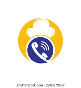 Diseño del logotipo vectorial del chef del teléfono. Diseño de iconos de sombrero de mango y chef.	
