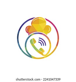 Phone chef vector logo design. Handset and chef hat icon design.	

