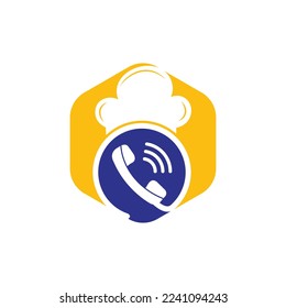 Phone chef vector logo design. Handset and chef hat icon design.	
