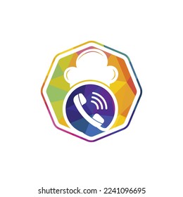 Phone chef vector logo design. Handset and chef hat icon design.	
