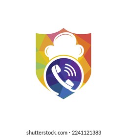 Phone chef vector logo design. Handset and chef hat icon design.	
