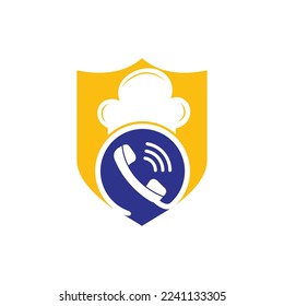 Phone chef vector logo design. Handset and chef hat icon design.	
