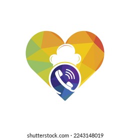 Phone chef vector logo design. Handset and chef hat icon design.	
