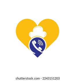 Phone chef vector logo design. Handset and chef hat icon design.	
