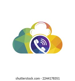Phone chef vector logo design. Handset and chef hat icon design.	
