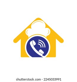 Phone chef vector logo design. Handset and chef hat icon design.	
