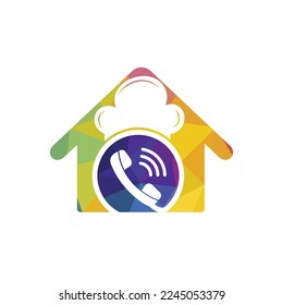Phone chef vector logo design. Handset and chef hat icon design.	
