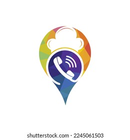 Phone chef vector logo design. Handset and chef hat icon design.	
