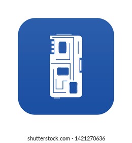 Phone chip icon digital blue for any design isolated on white vector illustration