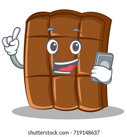 With phone chocolate character cartoon style