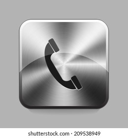 Phone  chrome or metal  button or icon vector illustration