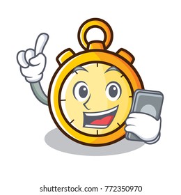 With phone chronometer character cartoon style