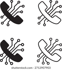 Telefonschaltungssymbol, Telefonkommunikationsvektor, Kommunikationstelefonsymbol, minimale schwarze Technologie, bearbeitbare Kontur, dünner Digitalstrich, Schnittstelle ui ui ui, Kontakttelefonsymbol