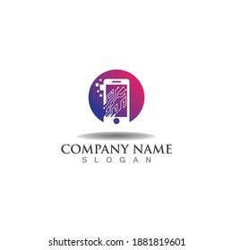 Phone with circuit logo creative icon modern concept Vector template