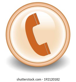 phone circular icon on Orange  background 