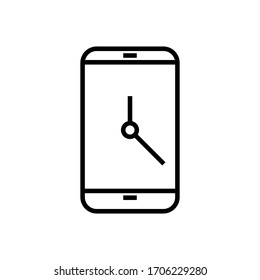 Phone clock icon. Flat vector graphic in white background.