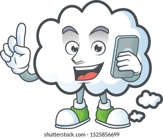 With phone cloud bubble cartoon mascot a shape.
