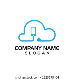 Phone Cloud, A combination of cellphone, charger and cloud, suitable for internet logos.
