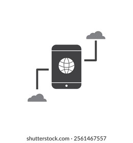 Phone cloud connectivity global internet access worldwide. Suitable for technology, communication, global connectivity designs