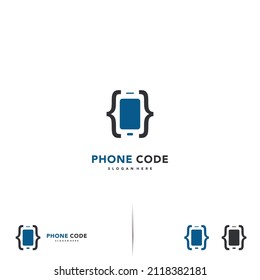 phone code logo design on isolated background, code phone icon template