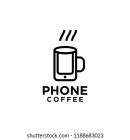 phone coffee logo icon designs vector