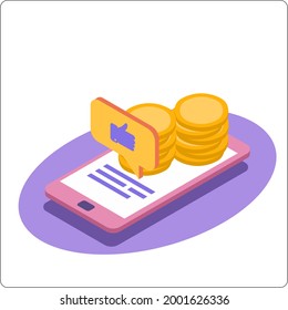 Phone and coin mockup. Account funding. Income growth. Vector isometric 3d illustration.
Popular flat colors.