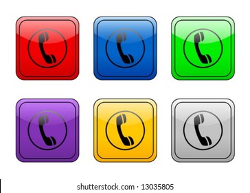 Phone color web icon. Vector illustration