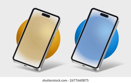 Telefon mit einer farbigen Kugel auf dem Bildschirm. Vektorgrafik